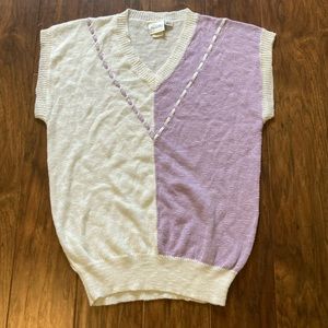 Vintage Color Block Short Sleeve Sweater Size Large